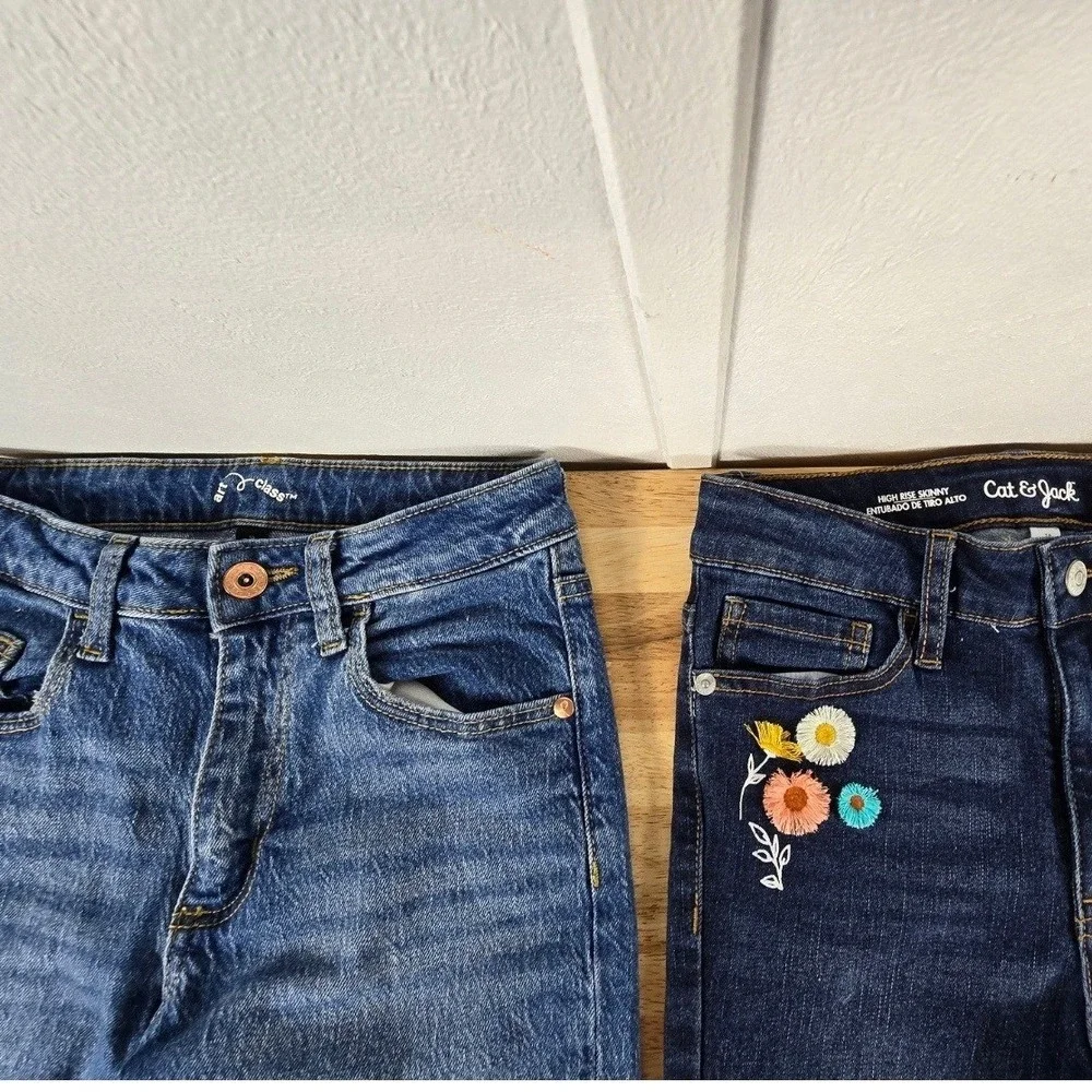 Girls Size 10 Denim Bundle – 3 Pieces – Cat & Jack + Justice – Trendy Y2K Styles